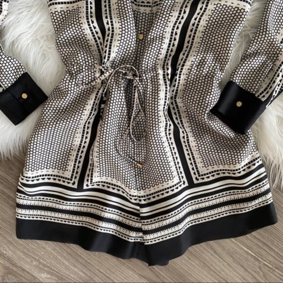 New Revolve x Rachel Zoe Phoebe 100% silk geometric print button front romper - Picture 12 of 16